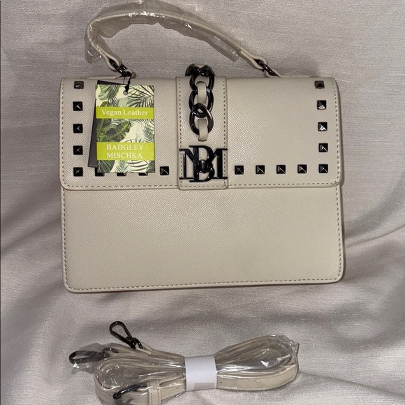 Badgley Mischka Handbags - Badgley Mischka Studded Off White Bag